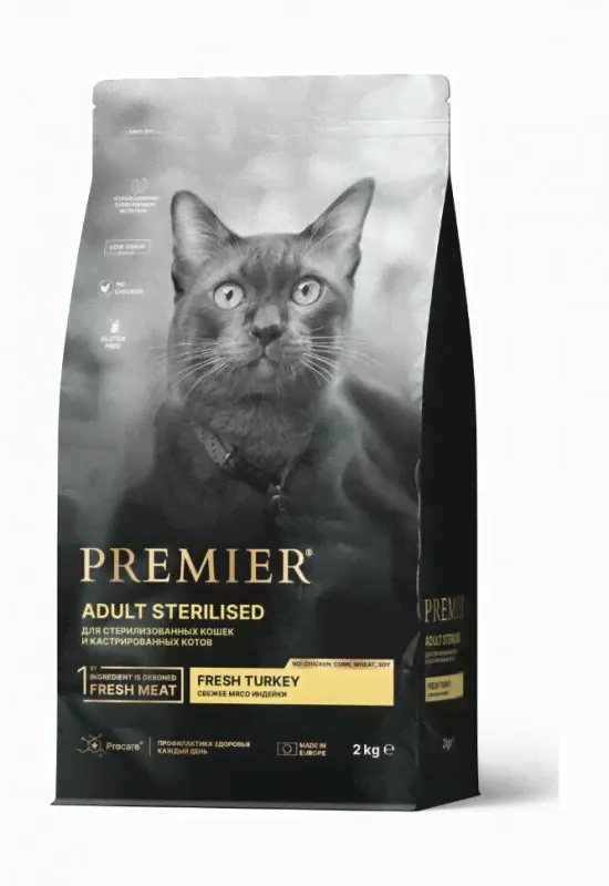 Premier Cat Sterilised Turkey - Сухой корм для взрослых стерилизованных кошек и кастрированных котов, с Индейкой-0